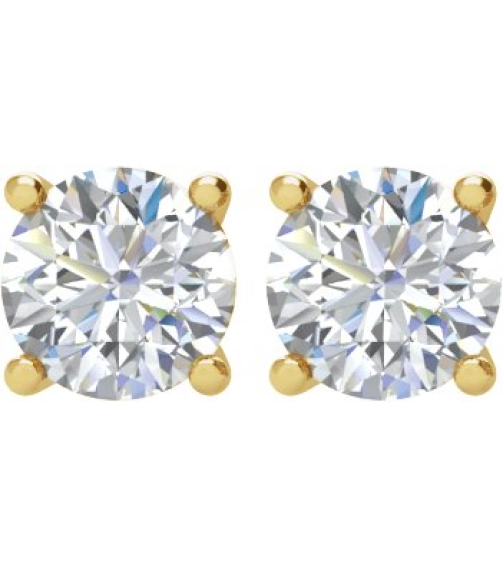 1874 14K Yellow Set Round Natural Diamond Pair 5Mm 1 Ctw I2, I-J Friction Friction Backs Included 4-Prong Polished 1 Ctw Natural Diamond Stud Earrings