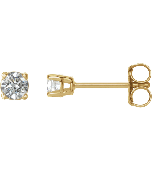1874 14K Yellow Set Round Natural Diamond Pair 3Mm 15 Ctw I2, I-J Friction Friction Backs Included 4-Prong Polished 15 Ctw Natural Diamond Stud Earrings
