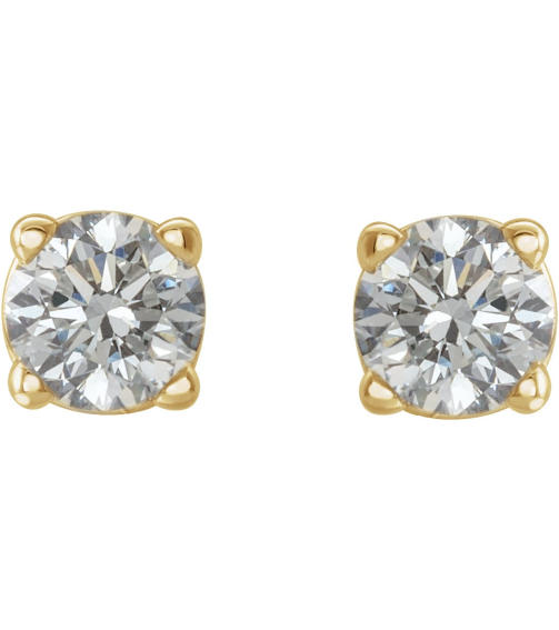 1874 14K Yellow Set Round Natural Diamond Pair 3Mm 15 Ctw I2, I-J Friction Friction Backs Included 4-Prong Polished 15 Ctw Natural Diamond Stud Earrings