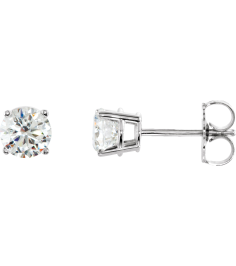 1874 Sterling Silver Set Round Imitation White Cubic Zirconia Pair 5 Mm Friction Friction Backs Included 4-Prong Polished Imitation White Cubic Zirconia Stud Earrings