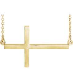R45323 Necklace 14K Yellow 28 X 16.2 Mm 16-18 In Polished 16-18 Inch Sideways Cross Necklace