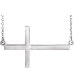 R45323 Necklace Sterling Silver 28 X 16.2 Mm 16-18 In Polished 16-18 Inch Sideways Cross Necklace