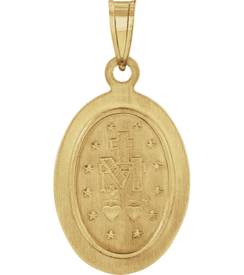 R45333 Pendant 14K Yellow 15 X 11.5 Mm Polished Oval Hollow Miraculous Medal