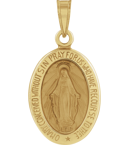 R45333 Pendant 14K Yellow 15 X 11.5 Mm Polished Oval Hollow Miraculous Medal
