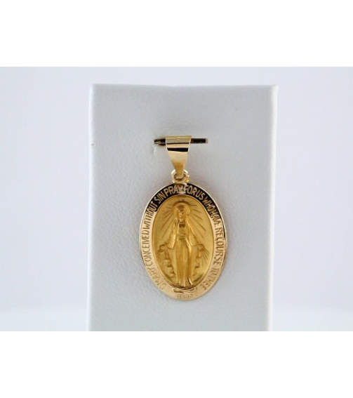 R45333 Pendant 14K Yellow 19 X 13.5 Mm Polished Oval Hollow Miraculous Medal