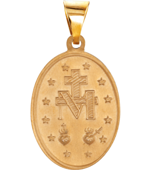 R45333 Pendant 14K Yellow 19 X 13.5 Mm Polished Oval Hollow Miraculous Medal