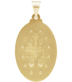 R45333 Pendant 14K Yellow 25 X 18 Mm Polished Oval Hollow Miraculous Medal