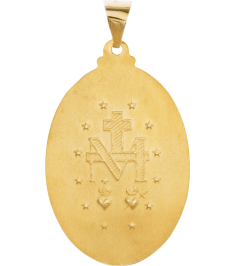R45333 Pendant 14K Yellow 29 X 20 Mm Polished Oval Hollow Miraculous Medal