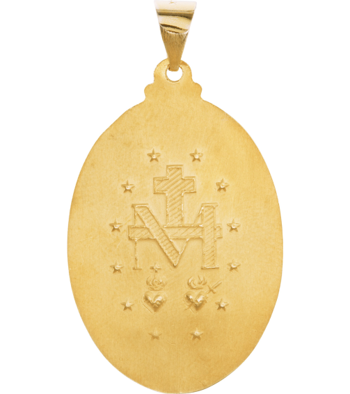 R45333 Pendant 14K Yellow 29 X 20 Mm Polished Oval Hollow Miraculous Medal