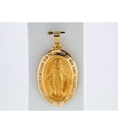 R45333 Pendant 14K Yellow 29 X 20 Mm Polished Oval Hollow Miraculous Medal