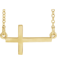 R45323 Necklace 14K Yellow 17 X 9 Mm 16-18 In Polished 16-18 Inch Sideways Cross Necklace
