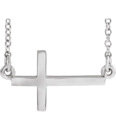 R45323 Necklace Sterling Silver 17 X 9 Mm 16-18 In Polished 16-18 Inch Sideways Cross Necklace