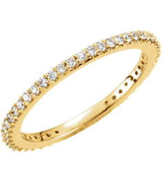 67401 Ring Set 14K Yellow 5 Natural Diamond Round 1.3 Mm I1, H+ 13 Ctw Polished 13 Ctw Natural Diamond Stackable Ring