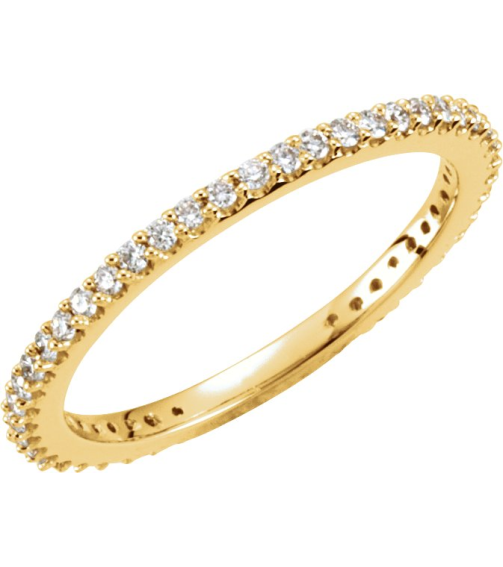 67401 Ring Set 14K Yellow 5 Natural Diamond Round 1.3 Mm I1, H+ 13 Ctw Polished 13 Ctw Natural Diamond Stackable Ring