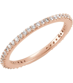 67401 Ring Set 14K Rose 5 Natural Diamond Round 1.3 Mm I1, H+ 13 Ctw Polished 13 Ctw Natural Diamond Stackable Ring