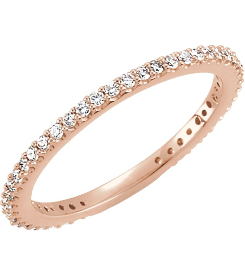67401 Ring Set 14K Rose 5 Natural Diamond Round 1.3 Mm I1, H+ 13 Ctw Polished 13 Ctw Natural Diamond Stackable Ring