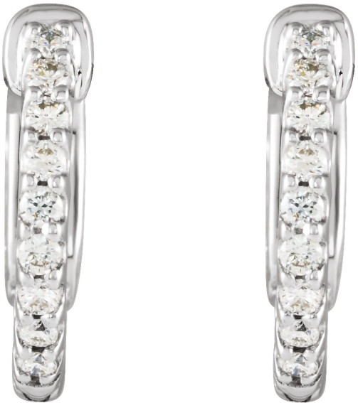 650183 Earring Set 14K White 14.5 Mm 1.5 Mm Natural Diamond Round 1.3Mm 14 Ctw I1, H+ Pair Hinged Polished 14 Ctw Natural Diamond Inside-Outside Hinged Hoop Earrings