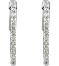 650183 Earring Set 14K White 19 Mm 1.5 Mm Natural Diamond Round 1.4Mm 12 Ctw I1, H+ Pair Hinged Polished 12 Ctw Natural Diamond Inside-Outside Hinged Hoop Earrings