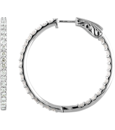 650183 Earring Set 14K White 41.5 Mm 2.6 Mm Natural Diamond Round 2.5Mm 5 Ctw I1, H+ Pair Hinged Polished 5 Ctw Natural Diamond Inside-Outside Hinged Hoop Earrings