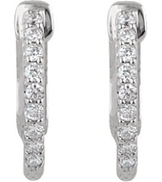 650183 Earring Set Sterling Silver 14.5 Mm 1.5 Mm Imitation White Cubic Zirconia Round 1.3 Mm Pair Hinged Polished Imitation White Cubic Zirconia Inside-Outside Hinged Hoop Earrings