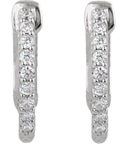 650183 Earring Set Sterling Silver 14.5 Mm 1.5 Mm Imitation White Cubic Zirconia Round 1.3 Mm Pair Hinged Polished Imitation White Cubic Zirconia Inside-Outside Hinged Hoop Earrings