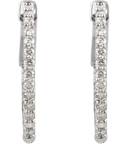 650183 Earring Set Sterling Silver 19 Mm 1.5 Mm Imitation White Cubic Zirconia Round 1.4 Mm Pair Hinged Polished Imitation White Cubic Zirconia Inside-Outside Hinged Hoop Earrings