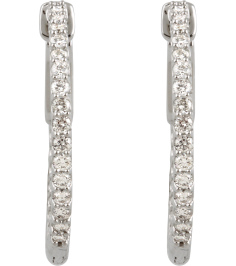 650183 Earring Set Sterling Silver 23 Mm 1.7 Mm Imitation White Cubic Zirconia Round 1.5 Mm Pair Hinged Polished Imitation White Cubic Zirconia Inside-Outside Hinged Hoop Earrings