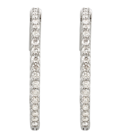650183 Earring Set Sterling Silver 26.5 Mm 1.9 Mm Imitation White Cubic Zirconia Round 1.6 Mm Pair Hinged Polished Imitation White Cubic Zirconia Inside-Outside Hinged Hoop Earrings