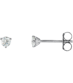 66233 18K White Set Round Natural Diamond Pair 3Mm 15 Ctw Si2-Si3, G-H Friction Friction Backs Included 3-Prong Polished 15 Ctw Natural Diamond Stud Earrings