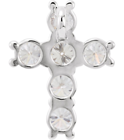 R42309 Pendant Set 14K White Round Natural Diamond 3.2Mm 34 Ctw I1, G-H Polished Natural Diamond Cross Pendant