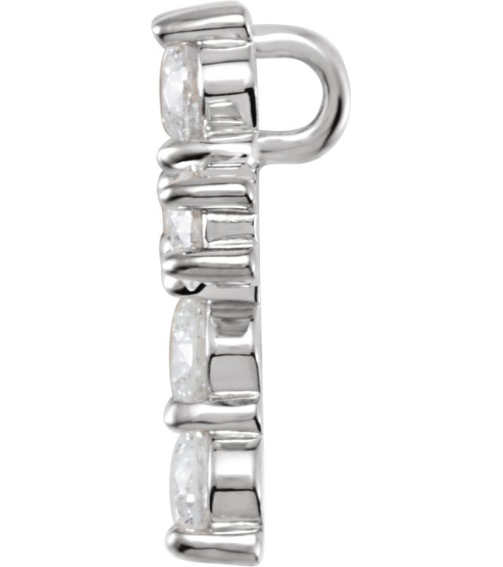 R42309 Pendant Set 14K White Round Natural Diamond 3.2Mm 34 Ctw I1, G-H Polished Natural Diamond Cross Pendant