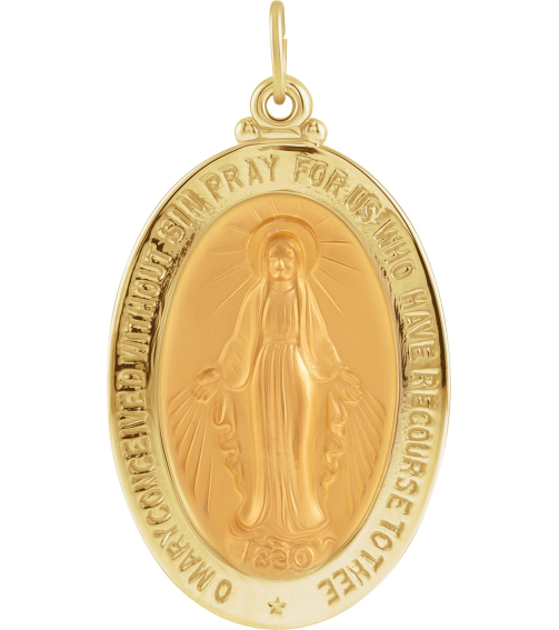 R5020 Pendant 14K Yellow 29 X 20 Mm Polished Oval Miraculous Medal