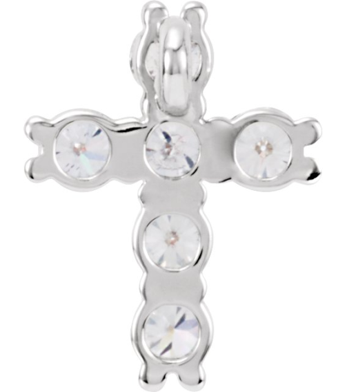 R42309 Pendant Set 14K White Round Natural Diamond 2.2Mm 14 Ctw I1, G-H Polished Natural Diamond Cross Pendant
