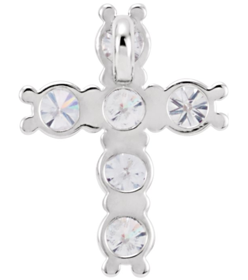 R42309 Pendant Set 14K White Round Natural Diamond 2.4Mm 13 Ctw I1, G-H Polished Natural Diamond Cross Pendant