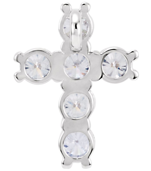 R42309 Pendant Set 14K White Round Natural Diamond 2.8Mm 12 Ctw I1, G-H Polished Natural Diamond Cross Pendant