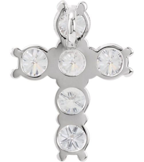 R42309 Pendant Set 14K White Round Natural Diamond 3.9Mm 1 38 Ctw I1, G-H Polished Natural Diamond Cross Pendant
