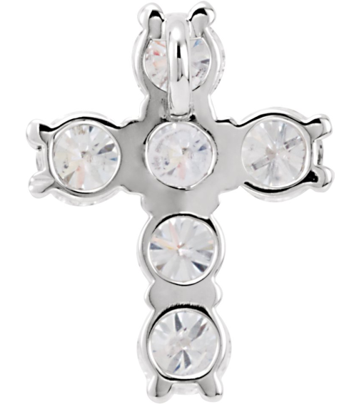 R42309 Pendant Set 14K White Round Natural Diamond 3.4Mm 910 Ctw I1, G-H Polished Natural Diamond Cross Pendant