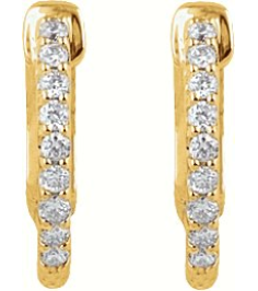 650183 Earring Set 14K Yellow 14.5 Mm 1.5 Mm Natural Diamond Round 1.3Mm 14 Ctw I1, H+ Pair Hinged Polished 14 Ctw Natural Diamond Inside-Outside Hinged Hoop Earrings