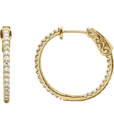 650183 Earring Set 14K Yellow 23 Mm 1.7 Mm Natural Diamond Round 1.5Mm 34 Ctw I1, H+ Pair Hinged Polished 34 Ctw Natural Diamond Inside-Outside Hinged Hoop Earrings