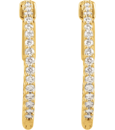 650183 Earring Set 14K Yellow 23 Mm 1.7 Mm Natural Diamond Round 1.5Mm 34 Ctw I1, H+ Pair Hinged Polished 34 Ctw Natural Diamond Inside-Outside Hinged Hoop Earrings