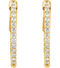 650183 Earring Set 14K Yellow 26.5 Mm 1.9 Mm Natural Diamond Round 1.6Mm 1 Ctw I1, H+ Pair Hinged Polished 1 Ctw Natural Diamond Inside-Outside Hinged Hoop Earrings
