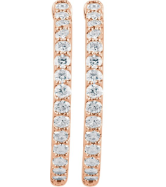 650183 Earring Set 14K Rose 29.5 Mm 2.3 Mm Natural Diamond Round 2.1Mm 2 Ctw I1, H+ Pair Hinged Polished 2 Ctw Natural Diamond Inside-Outside Hinged Hoop Earrings