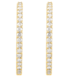 650183 Earring Set 14K Yellow 34.5 Mm 2.5 Mm Natural Diamond Round 2.4Mm 3 Ctw I1, H+ Pair Hinged Polished 3 Ctw Natural Diamond Inside-Outside Hinged Hoop Earrings