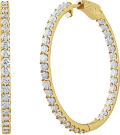650183 Earring Set 14K Yellow 41.5 Mm 2.6 Mm Natural Diamond Round 2.5Mm 5 Ctw I1, H+ Pair Hinged Polished 5 Ctw Natural Diamond Inside-Outside Hinged Hoop Earrings