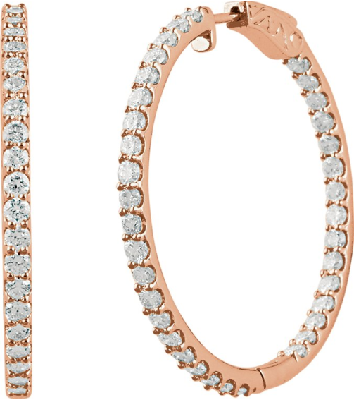 650183 Earring Set 14K Rose 41.5 Mm 2.6 Mm Natural Diamond Round 2.5Mm 5 Ctw I1, H+ Pair Hinged Polished 5 Ctw Natural Diamond Inside-Outside Hinged Hoop Earrings
