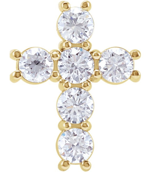 R42309 Pendant Set 14K Yellow Round Natural Diamond 3.9Mm 1 38 Ctw I1, G-H Polished Natural Diamond Cross Pendant