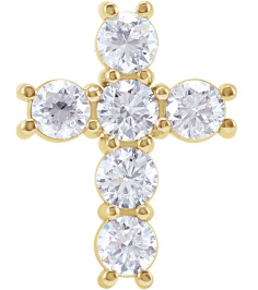 R42309 Pendant Set 14K Yellow Round Natural Diamond 3.4Mm 910 Ctw I1, G-H Polished Natural Diamond Cross Pendant