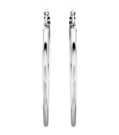 20270 Earring 14K White 40 Mm 2 Mm Pair Catch Polished Round Tube Hoop Earrings