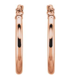 20270 Earring 14K Rose 20 Mm 2 Mm Pair Catch Polished Round Tube Hoop Earrings