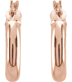 20270 Earring 14K Rose 15 Mm 3 Mm Pair Catch Polished Round Tube Hoop Earrings